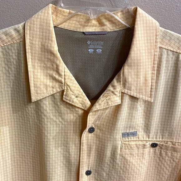 COLUMBIA SPORTWEAR men’s eco friendly cotton button down shirt yellow plaid L - Picture 5 of 14